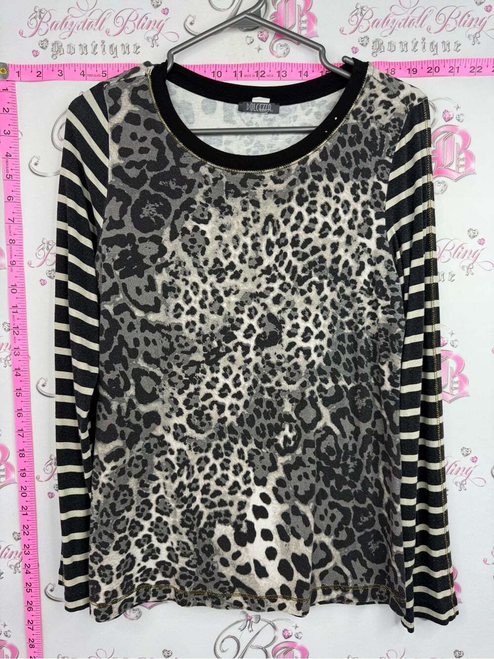 Dolcezza long sleeve shirt Black & Cream Leopard-Print Long Sleeve Tee